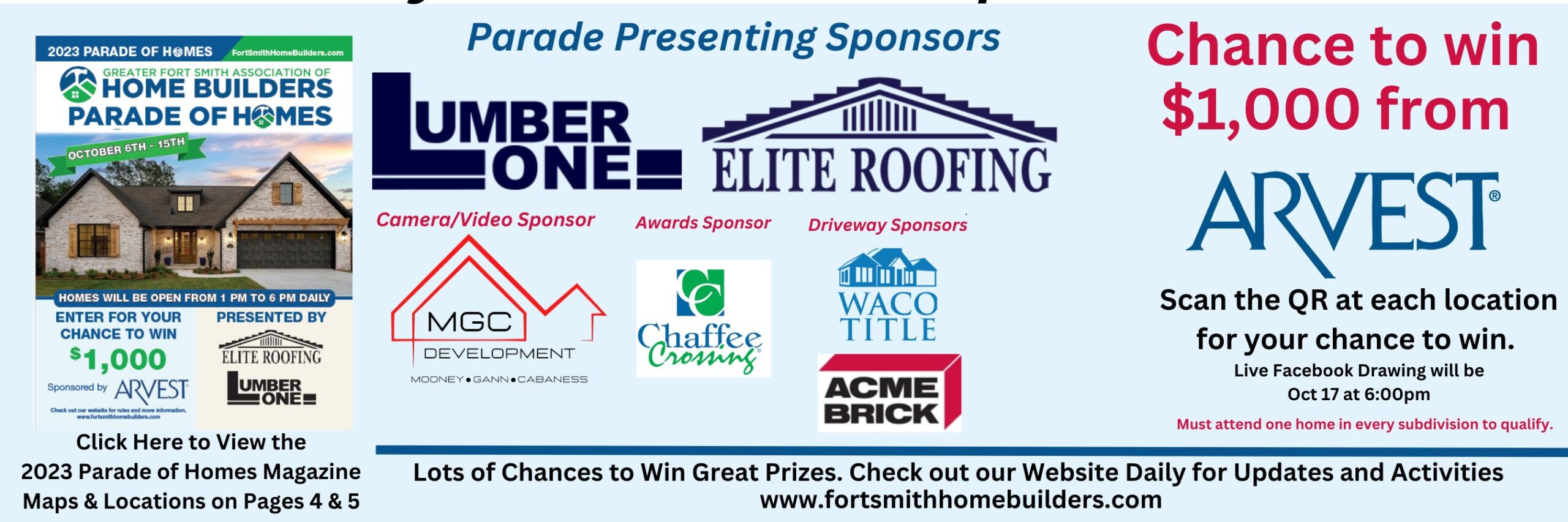 Thank you Sponsors! Chance to win $1000